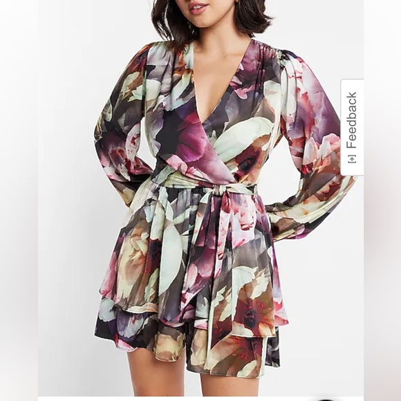 Floral Ruffle Wrap Front Romper - Picture 1 of 7